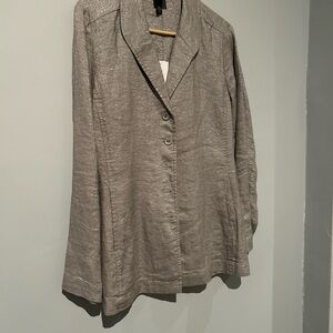 Eileen Fisher “Twinkle Linen” taupe blazer size Med